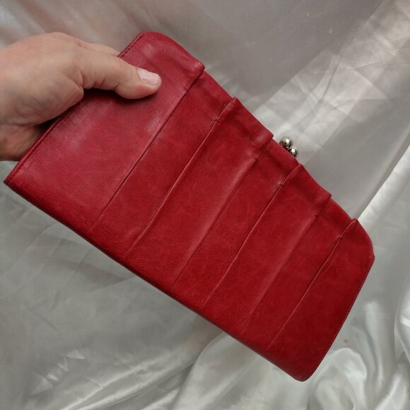 ^ HOBO International, Pink Fuchsia Magenta LEATHER Clutch Purse Handbag LARGE - Picture 2 of 10